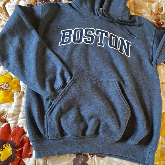 Boston Hoodie pullover sweatshirt steel blue long sleeve size small like new - Picture 9 of 10